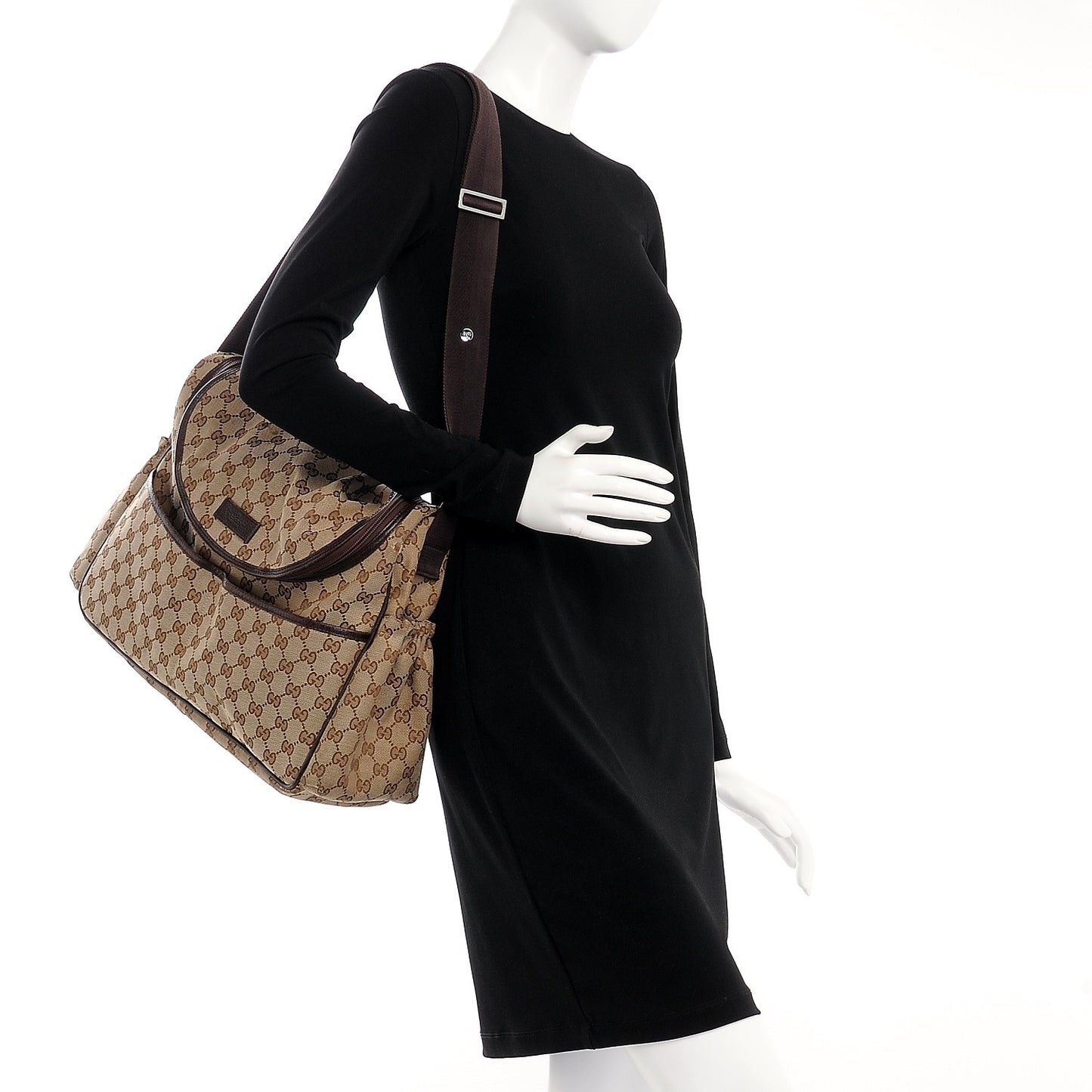 Monogram Natural Pigskin Large Diaper Bag Beige Ebony Cocoa Dark Chocolate