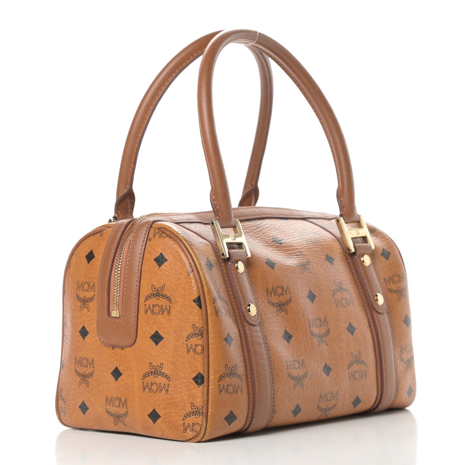 MCM Visetos Satchel Cognac 3 of 18