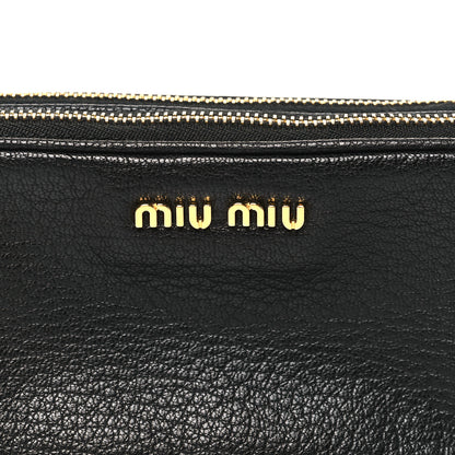 Miu Miu Goatskin Madras Double Zip Pochette Clutch Black 8 of 11