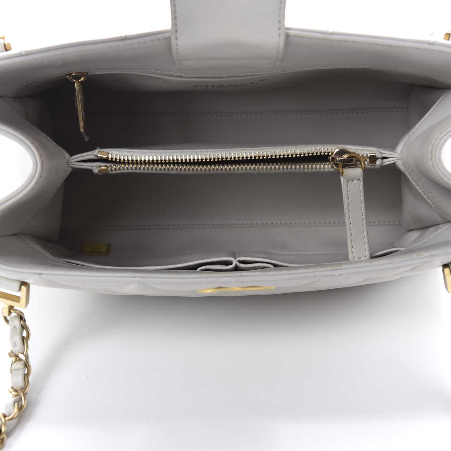 Lambskin Quilted Shoulder Bag Grey
