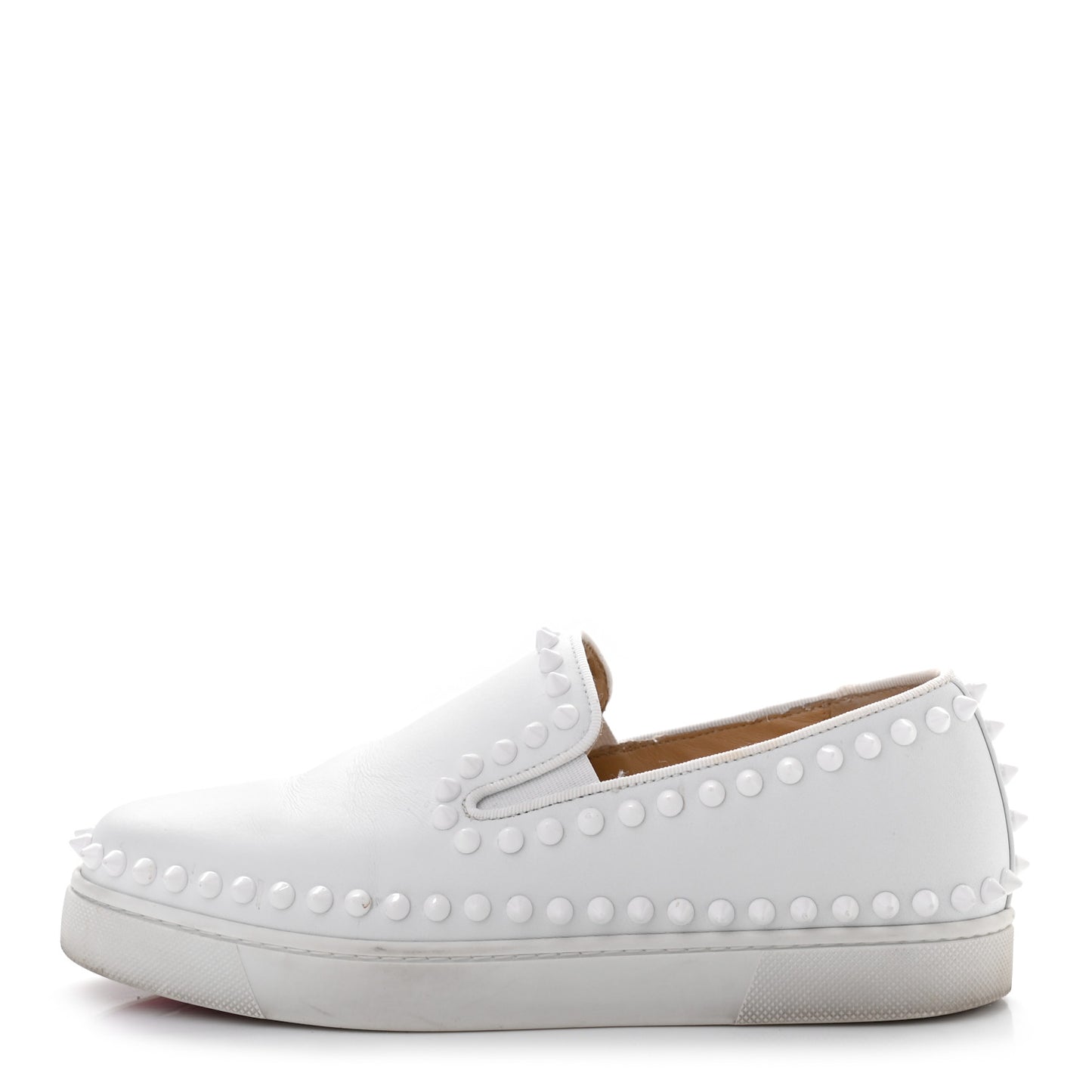 Calfskin Studded Womens Slip On Sneakers 35.5 White