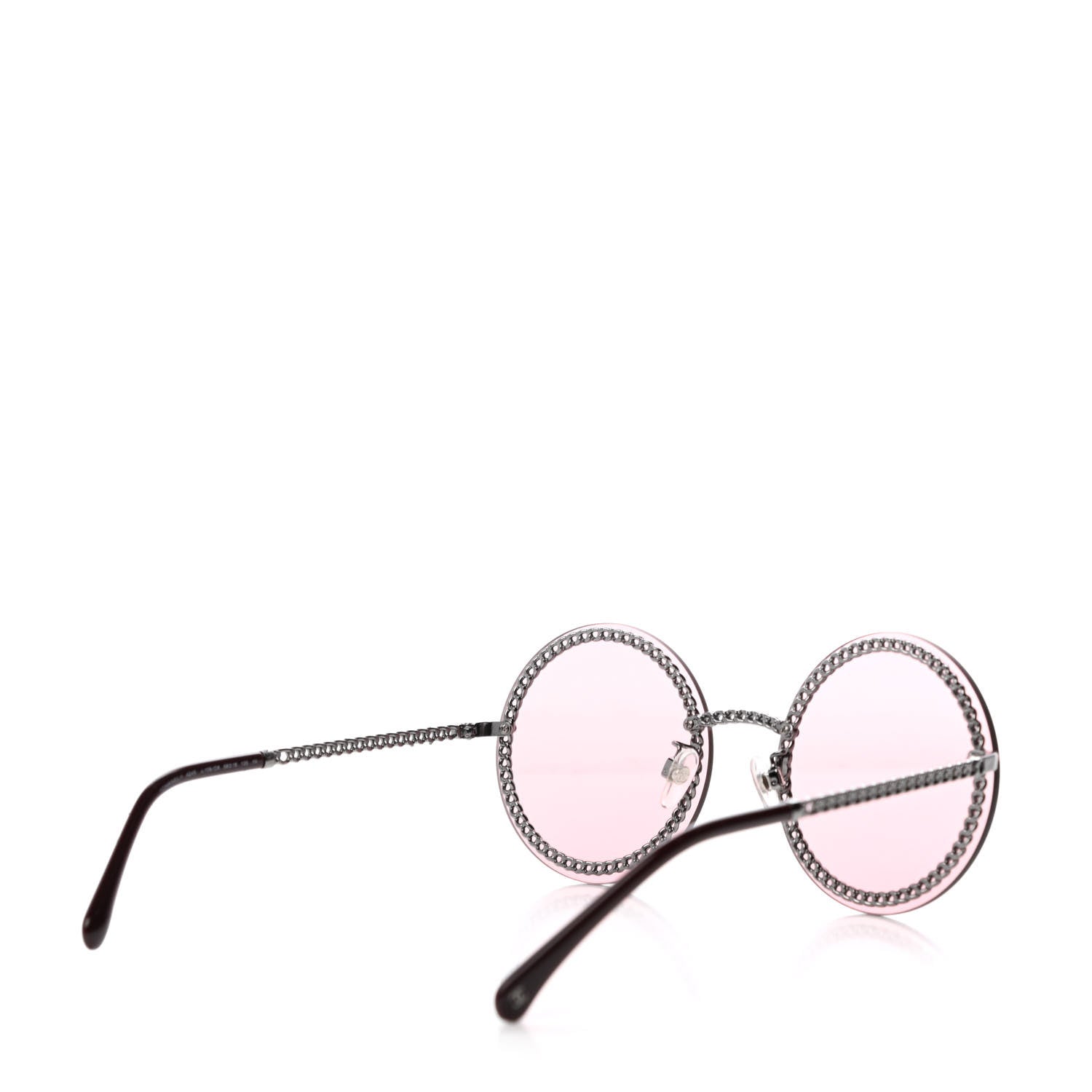 Chanel Round Removable Triple Hanging Chain Sunglasses 4245 Pink Silver 4 of 7