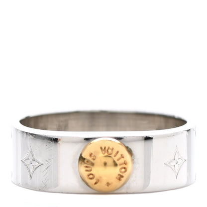 Louis Vuitton Brass Monogram Engraved Nanogram Ring M Palladium 1 of 5