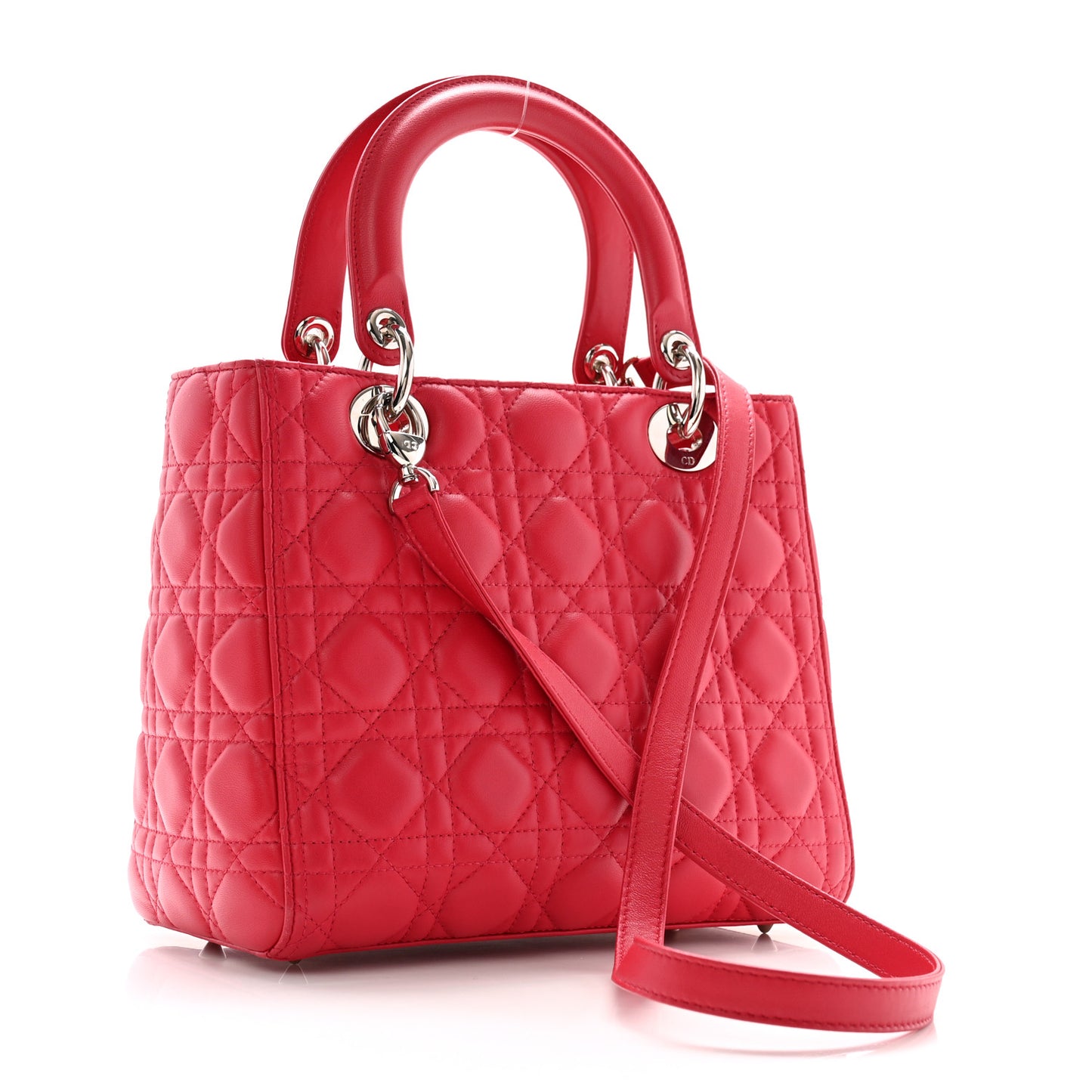 Lambskin Cannage Medium Lady Dior Red
