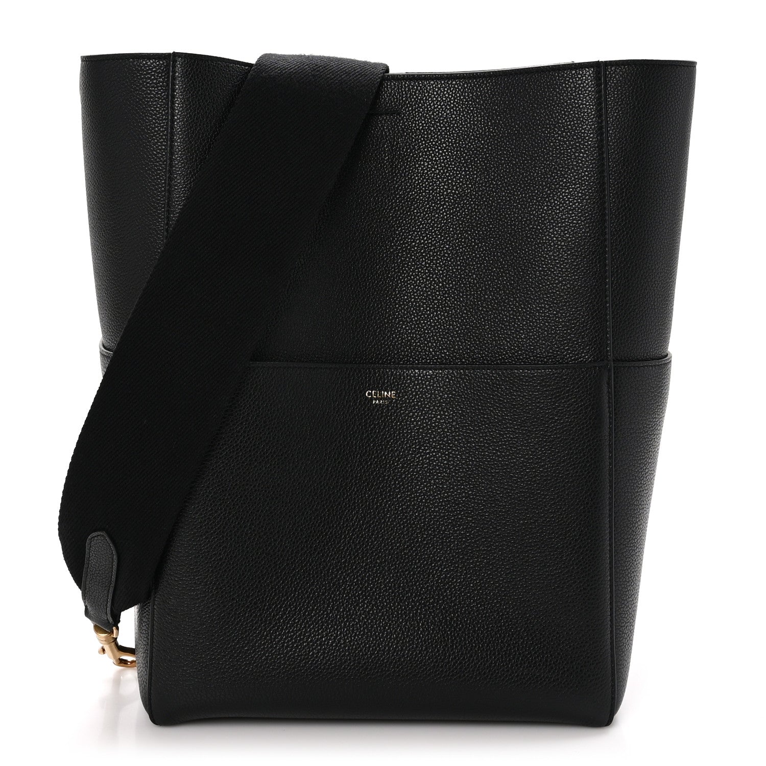 Celine Soft Grained Calfskin Sangle Bucket Bag Black 1 of 12
