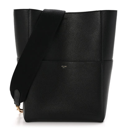 Celine Soft Grained Calfskin Sangle Bucket Bag Black 1 of 12