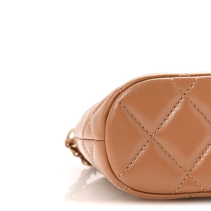 Chanel Shiny Lambskin Quilted Shiny Coco Clutch With Chain Dark Beige 9 of 11