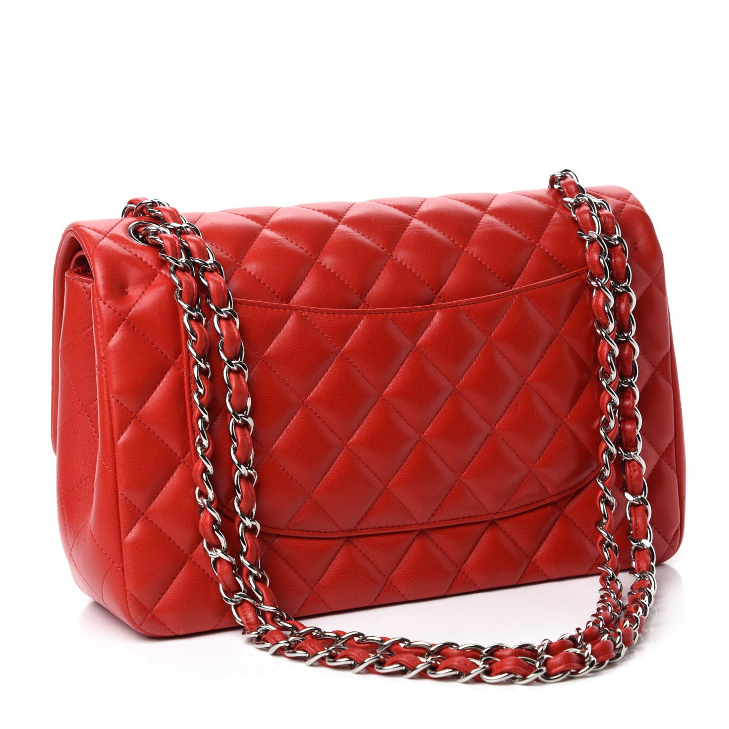 Lambskin Quilted Jumbo Double Flap Red