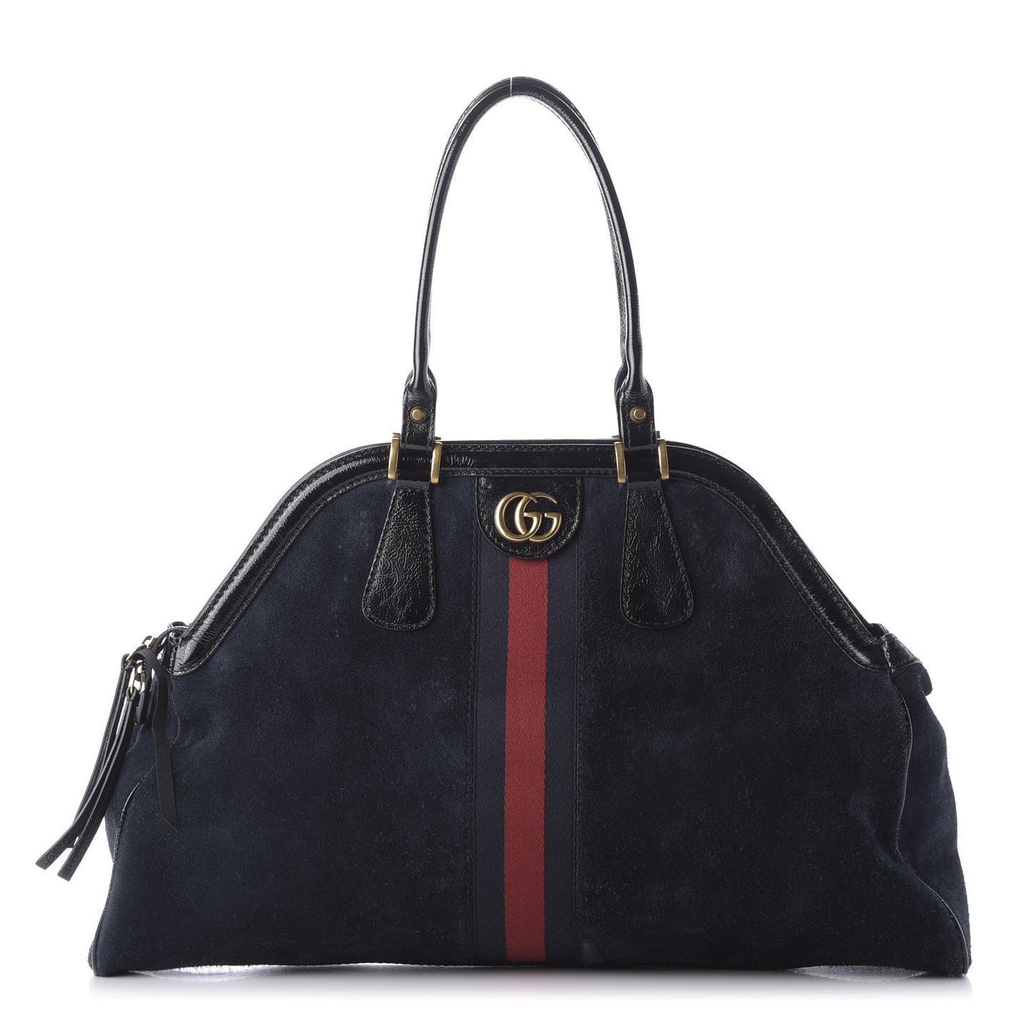 Suede Large Re(Belle) Top Handle Bag Blue