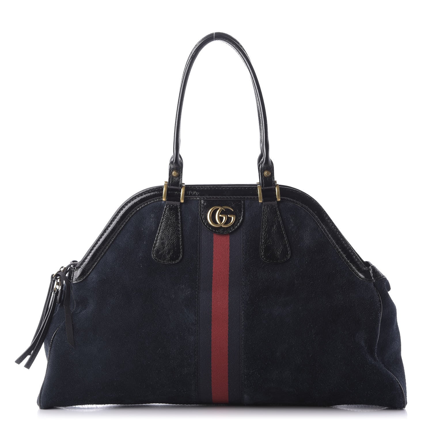Gucci Suede Large Re(Belle) Top Handle Bag Blue 1 of 9