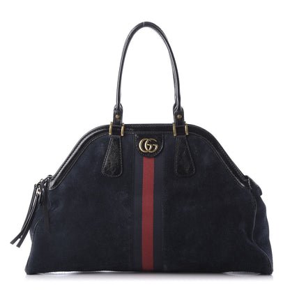 Gucci Suede Large Re(Belle) Top Handle Bag Blue 1 of 9