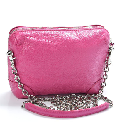 Balenciaga Agneau Arena Classic Silver Hardware Pouch With A Chain Crossbody Rose Flamingo 2 of 8