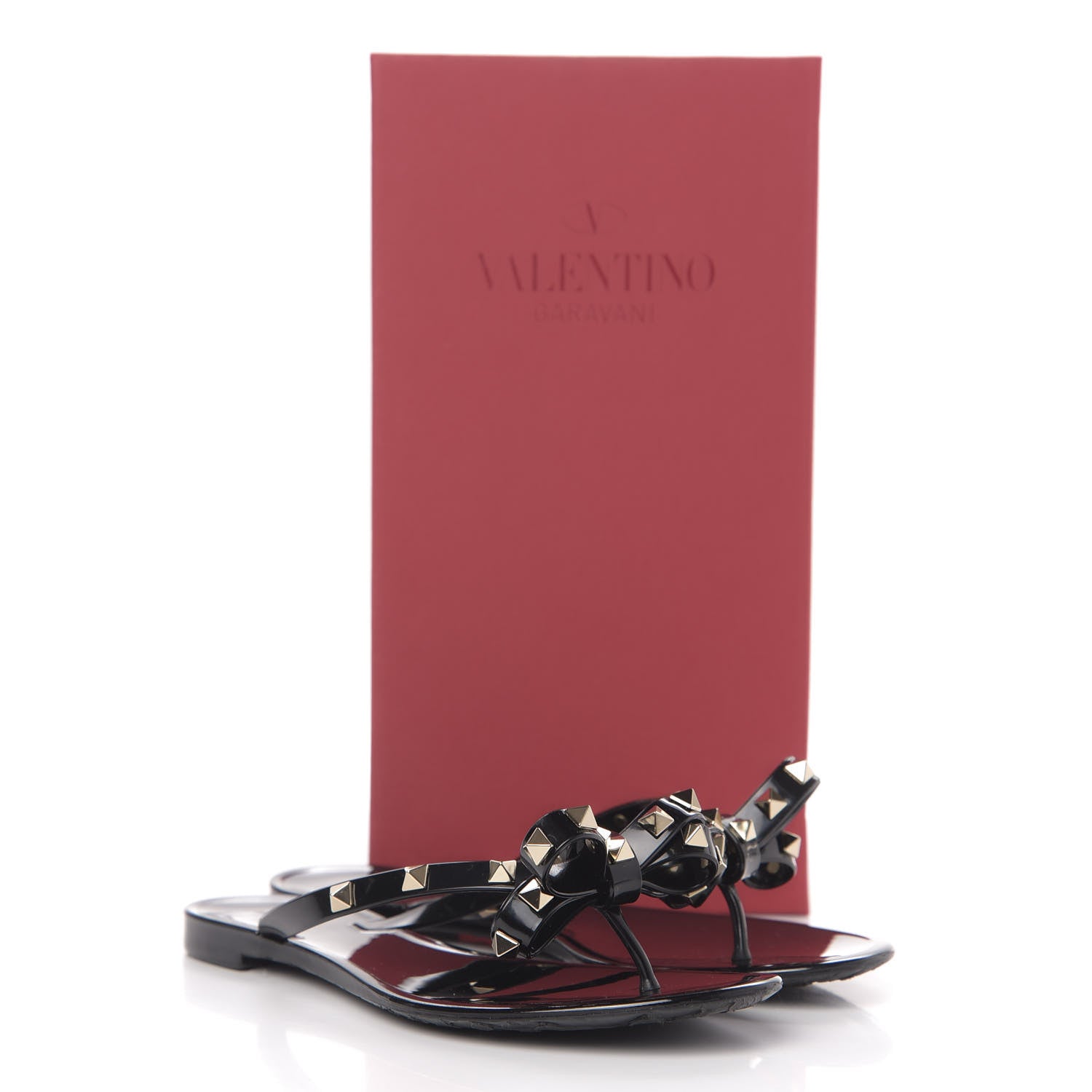 Valentino Garavani PVC Jelly Rockstud Bow Thong Sandals 37 Black 8 of 8