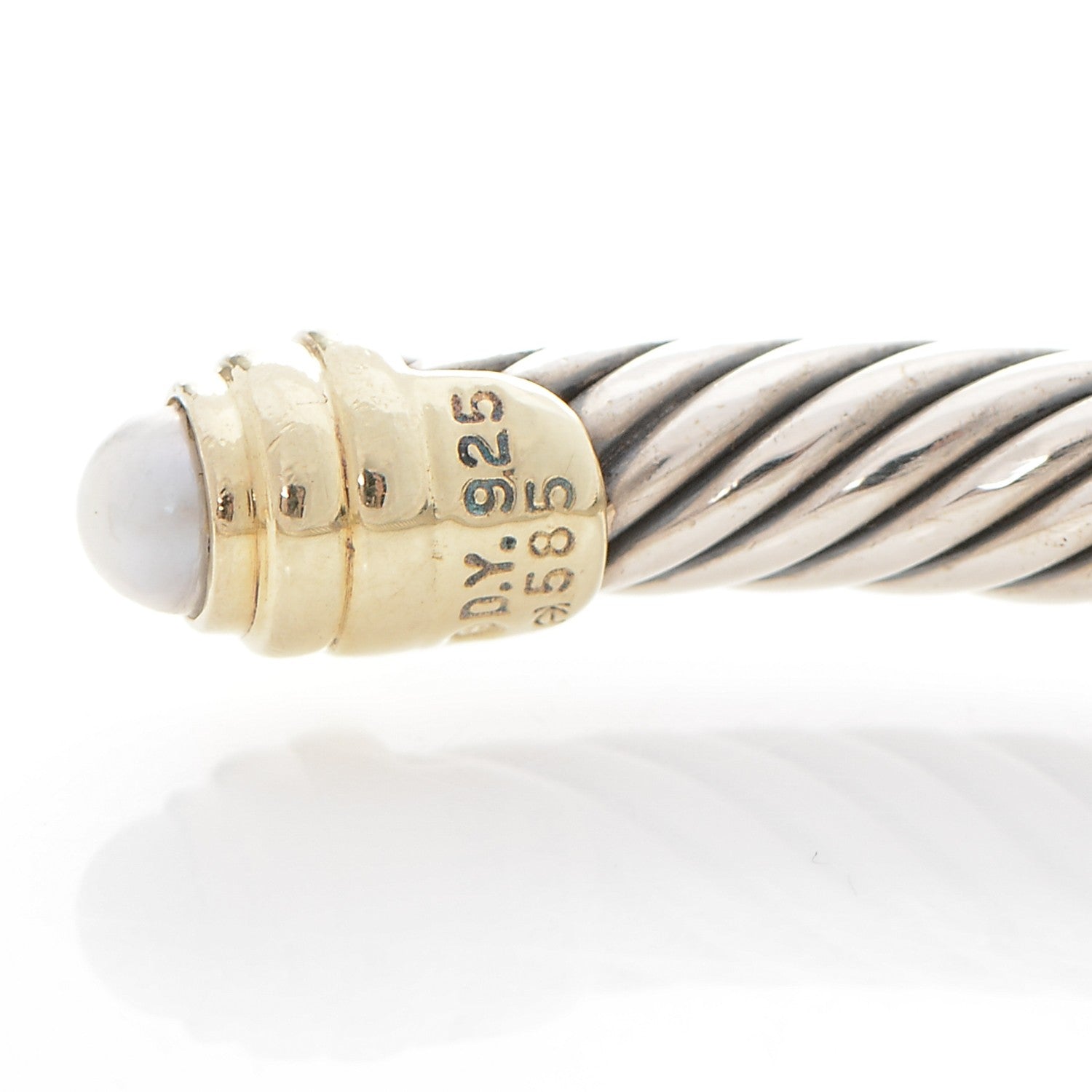 David Yurman Sterling Silver 14K Yellow Gold Pearl 5mm Cable Classics Petite Color Bracelet 4 of 4