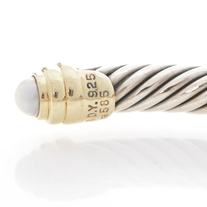 David Yurman Sterling Silver 14K Yellow Gold Pearl 5mm Cable Classics Petite Color Bracelet 4 of 4