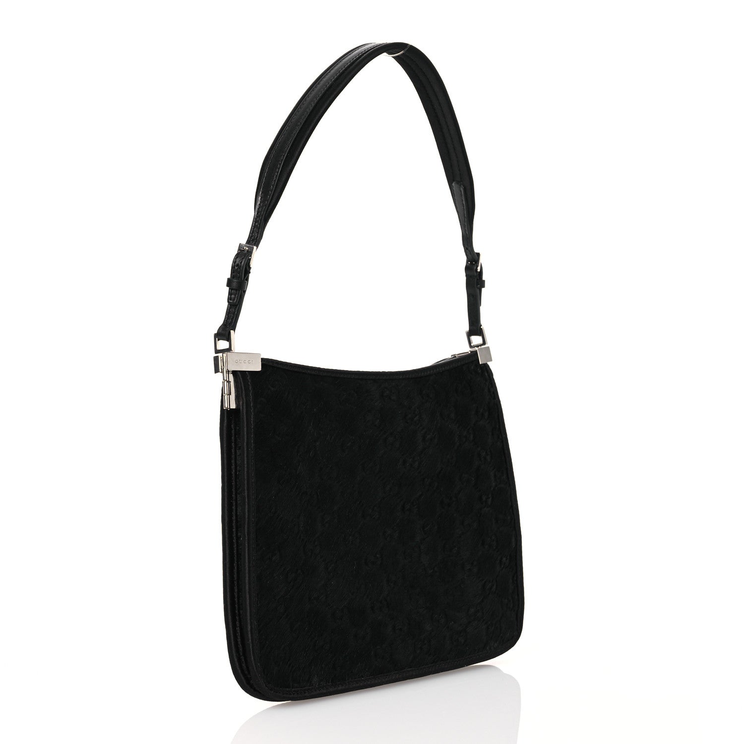 Gucci Calf Hair Horsebit Slim Shoulder Bag Black 3 of 12
