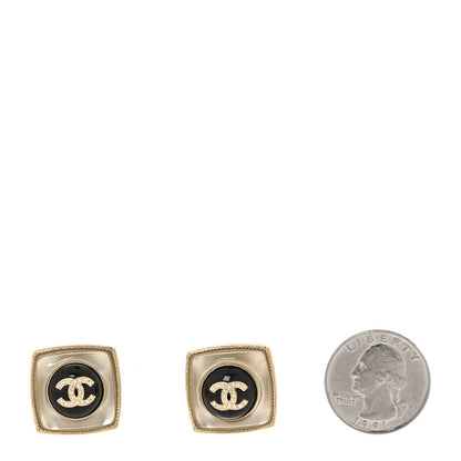 Chanel Metal Glass Pearl Strass CC Earrings Black Gold 2 of 5