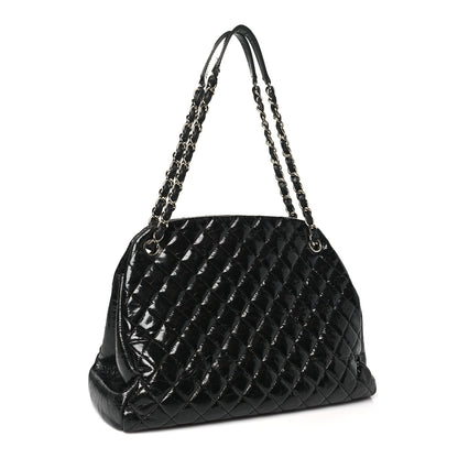 Chanel Glazed Calfskin Quilted Large Just Mademoiselle Bowling Bag Black 3 of 11