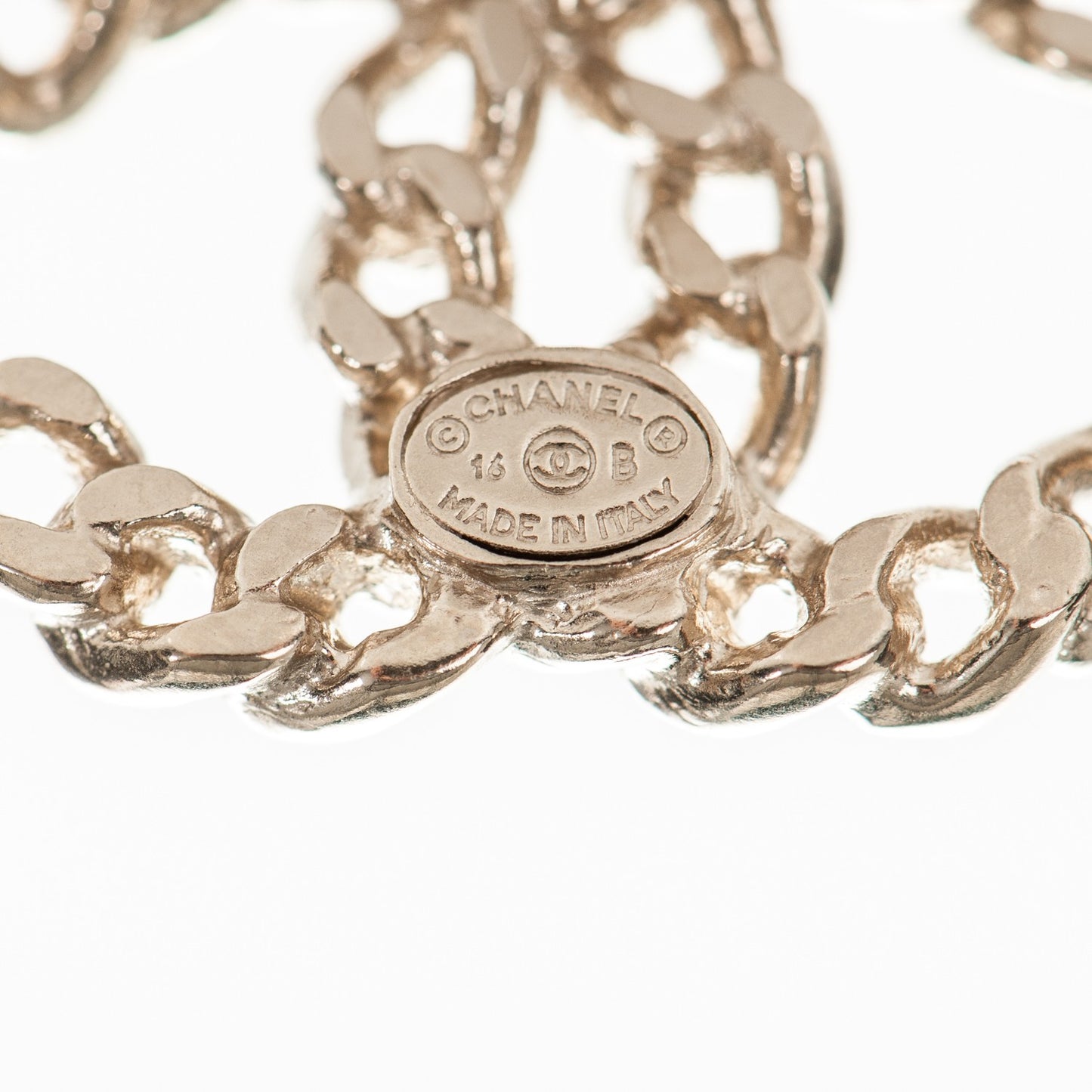 Metal Chain Link CC Earrings Gold