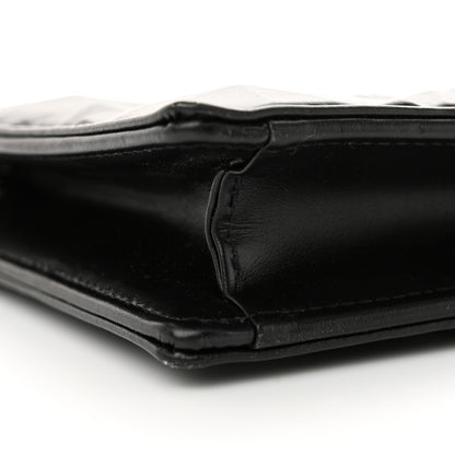 Christian Dior Calfskin Macrocannage Diamond Caro Zipped Pouch With Chain Black 9 of 13