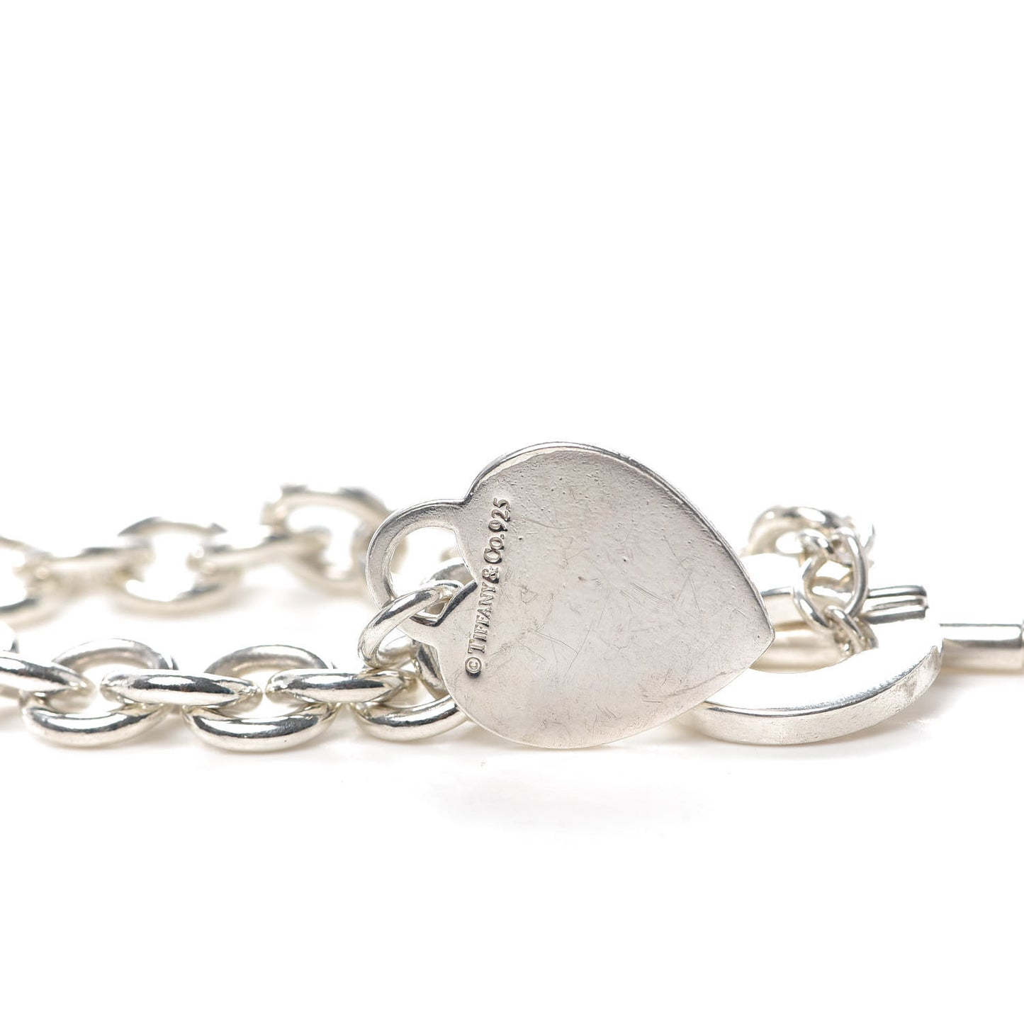 Sterling Silver Heart Tag Toggle Bracelet