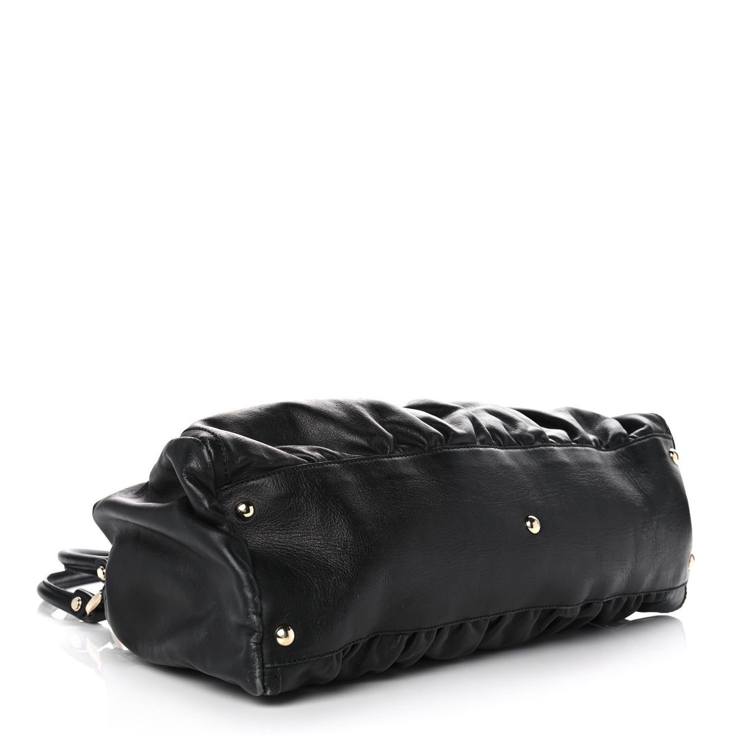 Calfskin Large D Gold Ring Shoulder Bag Black