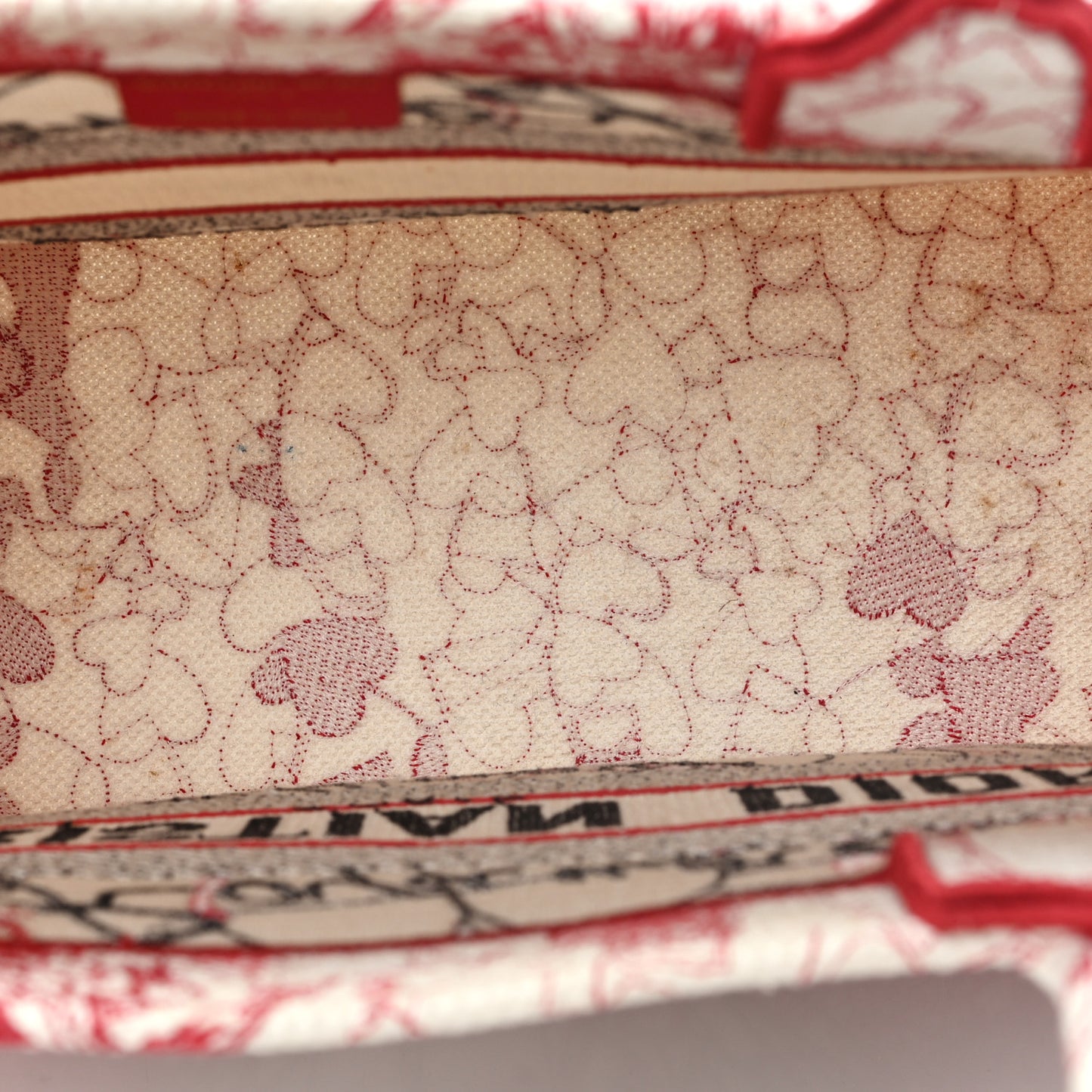 Canvas Embroidered Medium Dioramour D-Royaume Book Tote Red Multicolor