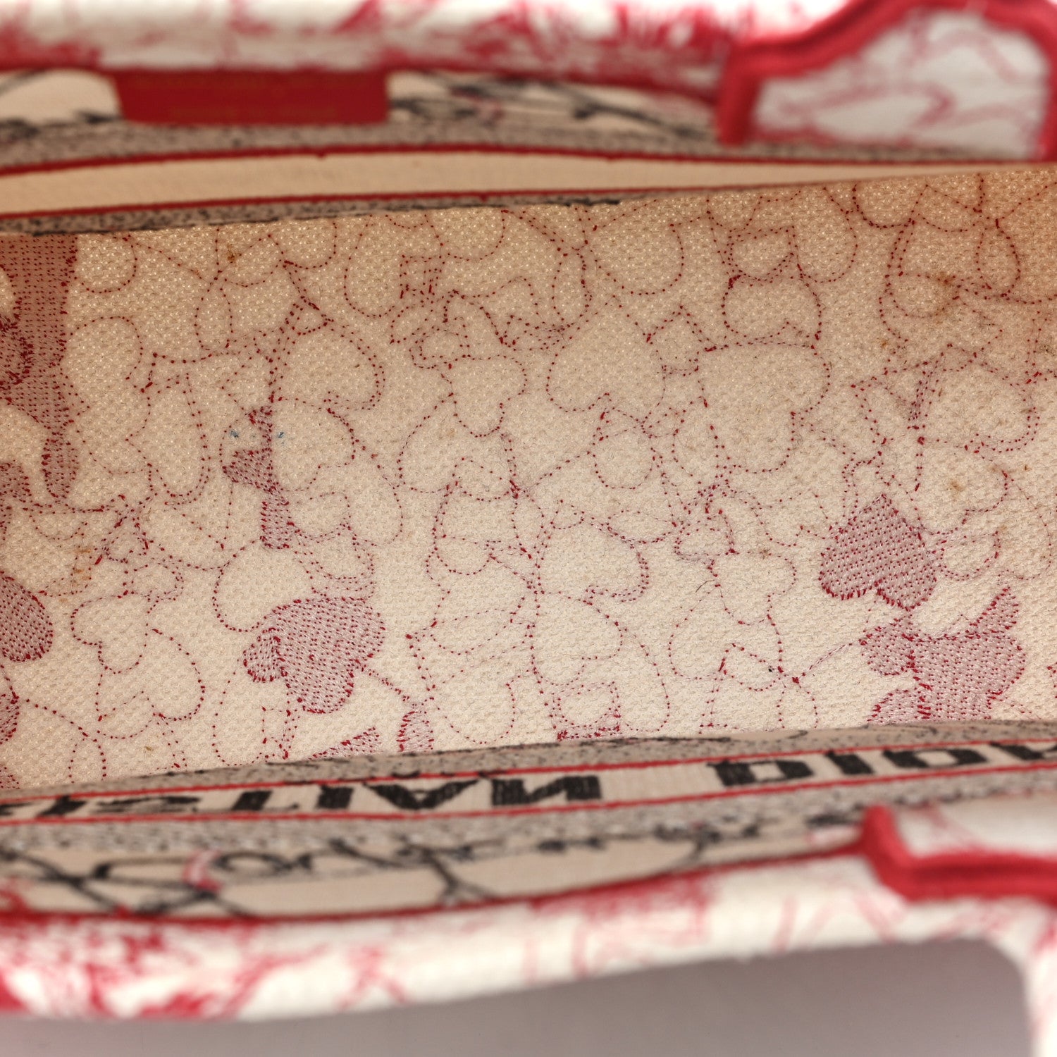Christian Dior Canvas Embroidered Medium Dioramour D-Royaume Book Tote Red Multicolor 5 of 10