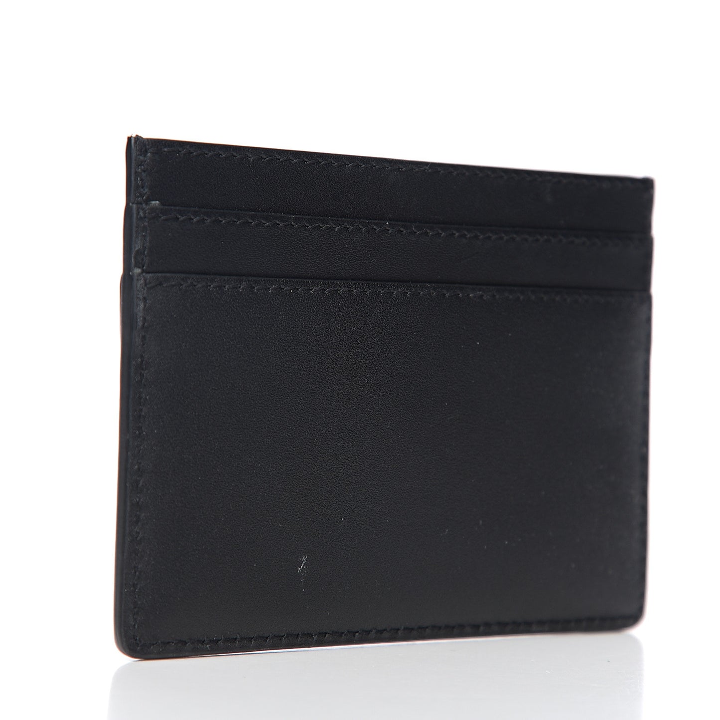 Calfskin Pineapple Skull Print Card Case Black