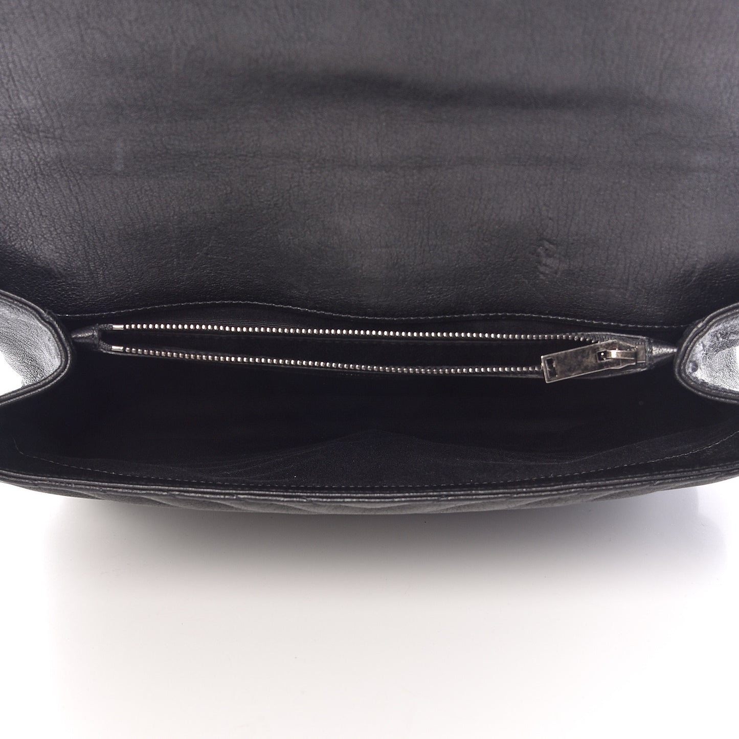 Sheepskin Matelasse Chevron Monogram Large College Satchel Black