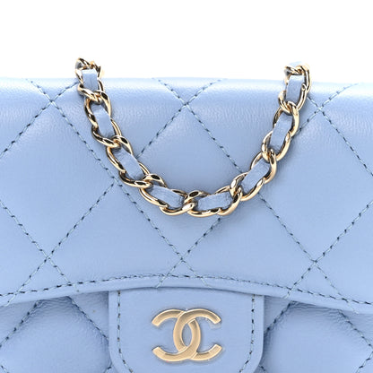 Chanel Lambskin Coco Enamel Quilted Mini Chain Belt Bag Light Blue 9 of 12