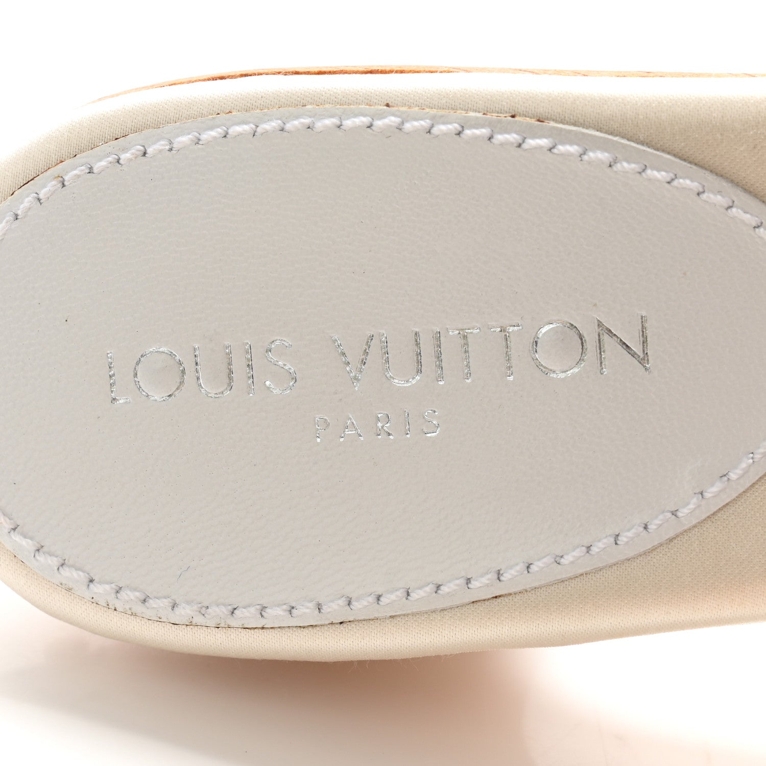 Louis Vuitton Satin Wood Floral Monogram Multicolor Sandal Pumps 35 White 6 of 10