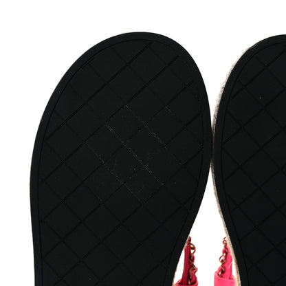 Chanel Lambskin Chain CC Thong Espadrille Sandals 40 Pink 10 of 11