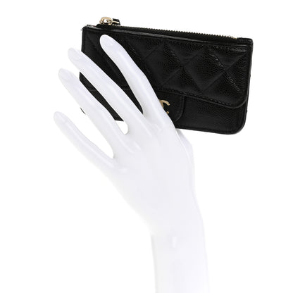 Chanel Caviar Quilted Flap Zip Card Holder Black 2 of 9