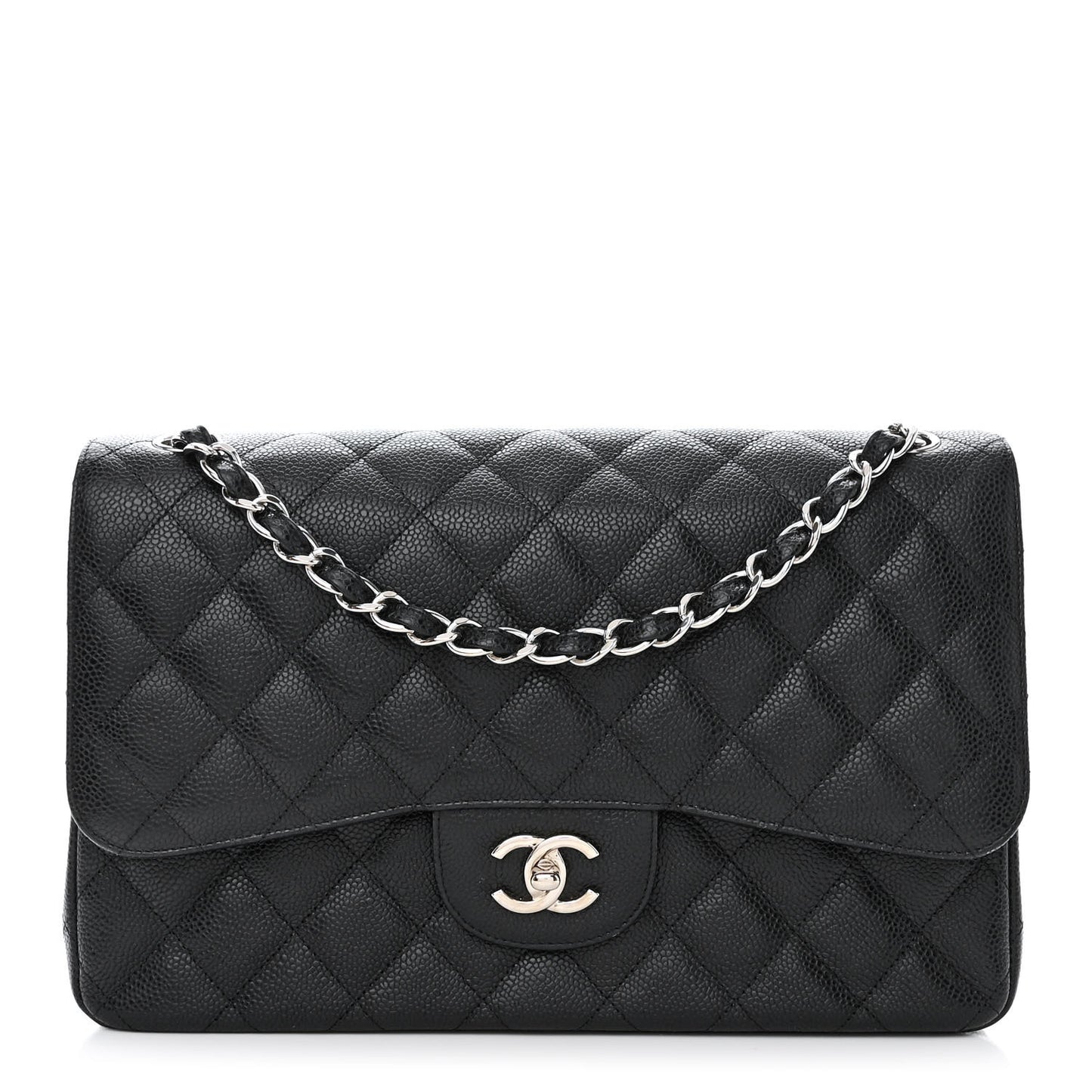 Caviar Quilted Jumbo Double Flap Black