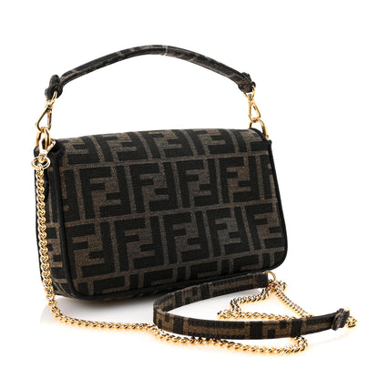 Fendi Fabric Jacquard FF 1974 Mini Baguette Tobacco Moro Black 3 of 10