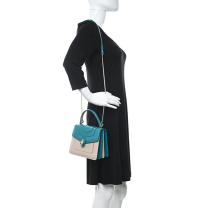 Bulgari Calfskin Contrast Serpenti Forever Top Handle Tropical Turquoise Milky Opal 2 of 9