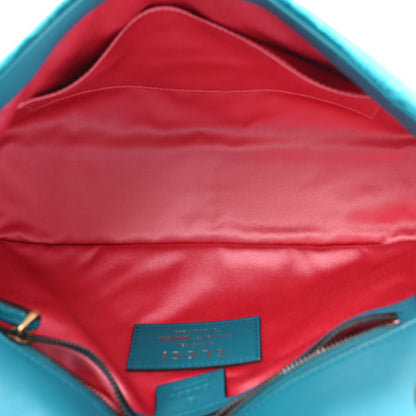 Gucci Velvet Matelasse XXV Embroidered Medium GG Marmont Shoulder Bag Pavone Cyan 5 of 10