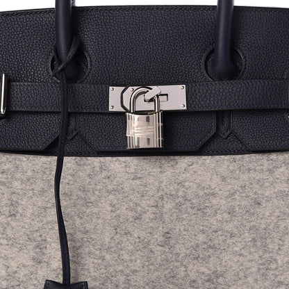 Hermes Togo Todoo Feutre HAC Birkin 40 Gris Clair Bleu Nuit 12 of 32