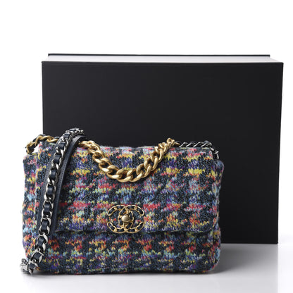 Chanel Tweed Quilted Medium Chanel 19 Flap Dark Multicolor 11 of 11