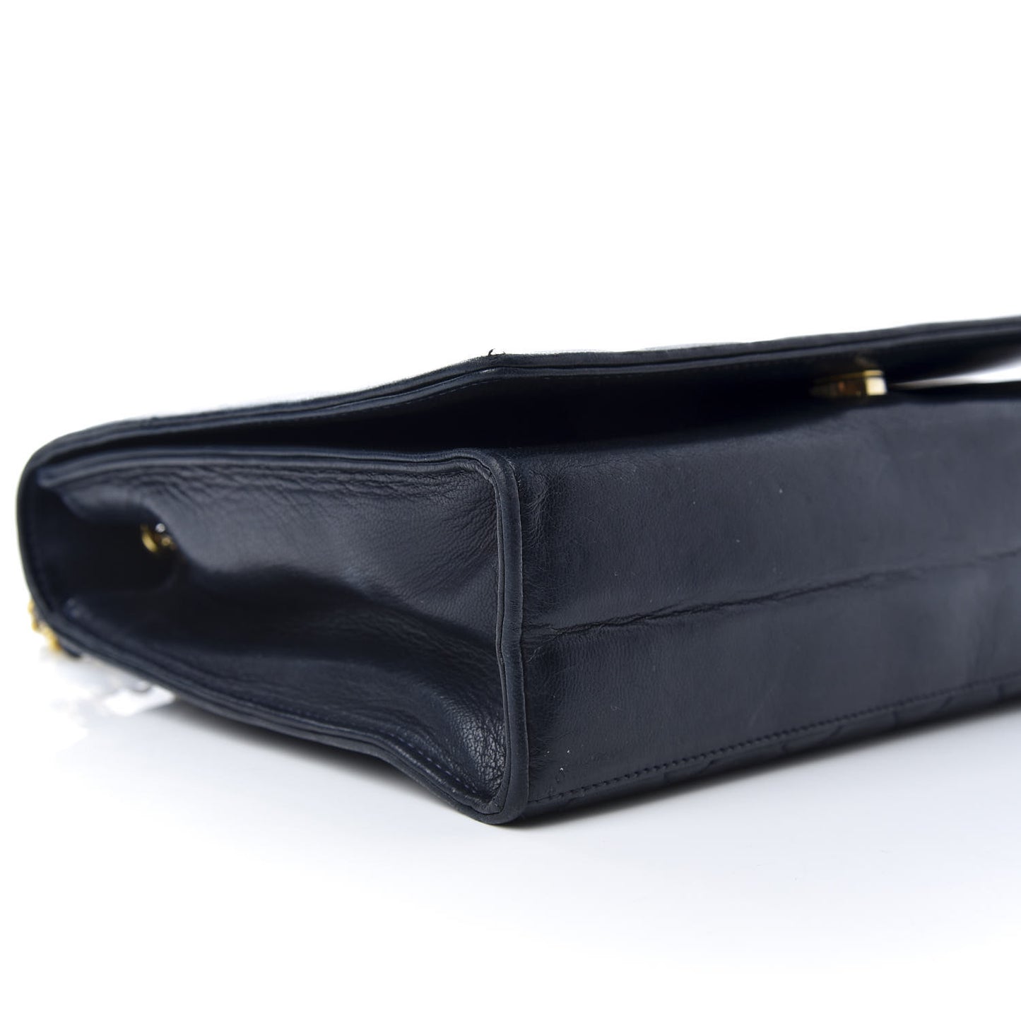 Lambskin Quilted Small Single Flap Navy