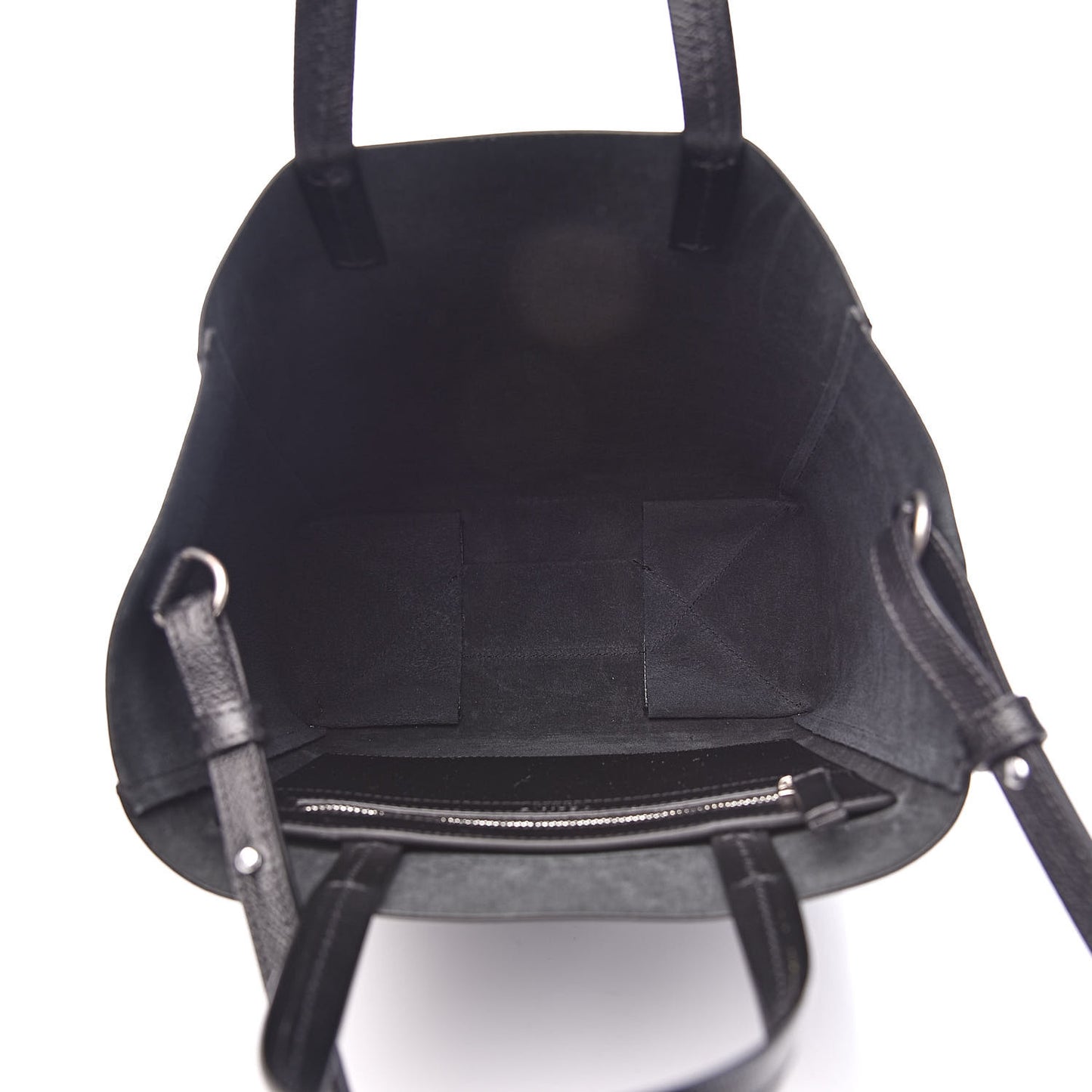 Grained Calfskin Small Vertical Cabas Black