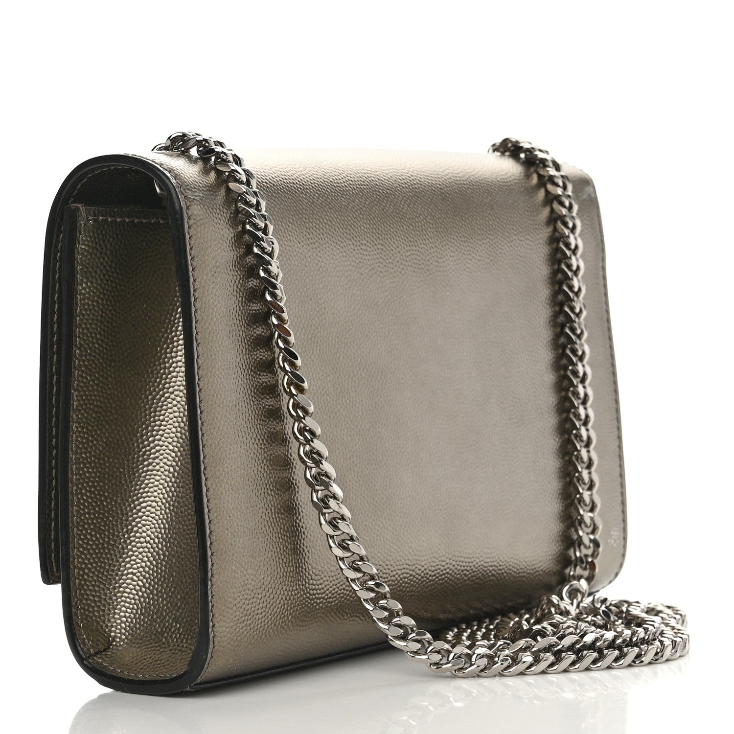 Saint Laurent Grain De Poudre Small Monogram Kate Satchel Gold 3 of 11