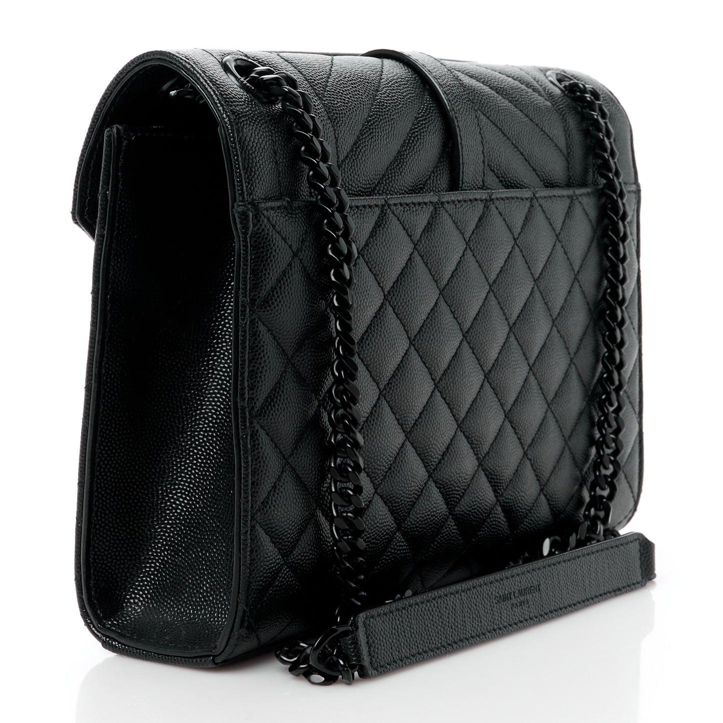 Grain De Poudre Textured Mixed Matelasse Triquilt Medium Monogram Monochrome Satchel Black