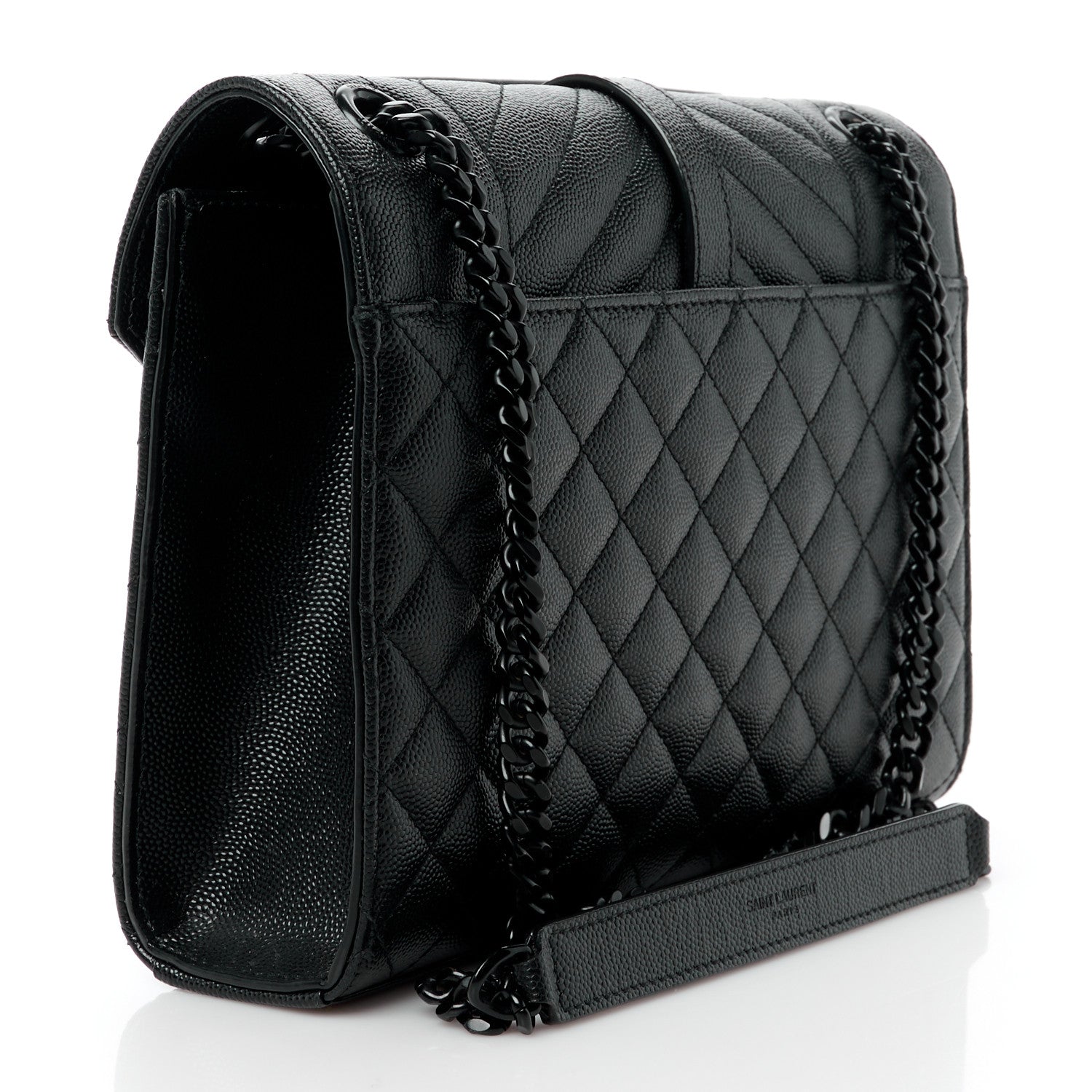 Saint Laurent Grain De Poudre Textured Mixed Matelasse Triquilt Medium Monogram Monochrome Satchel Black 3 of 15