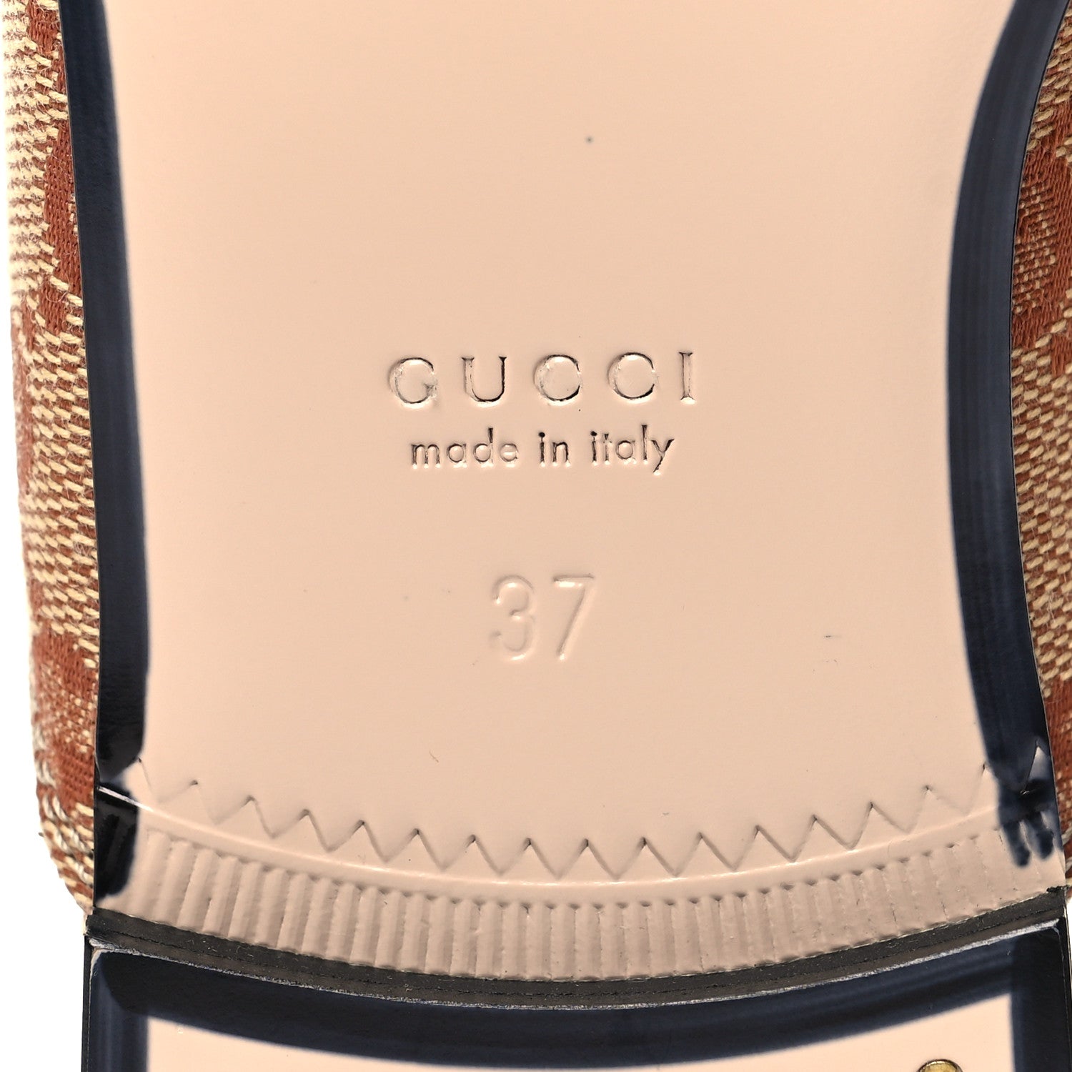 Gucci Canvas GG Monogram Horsebit Womens Princetown Slippers 37 Beige Ruggine Rust 7 of 8