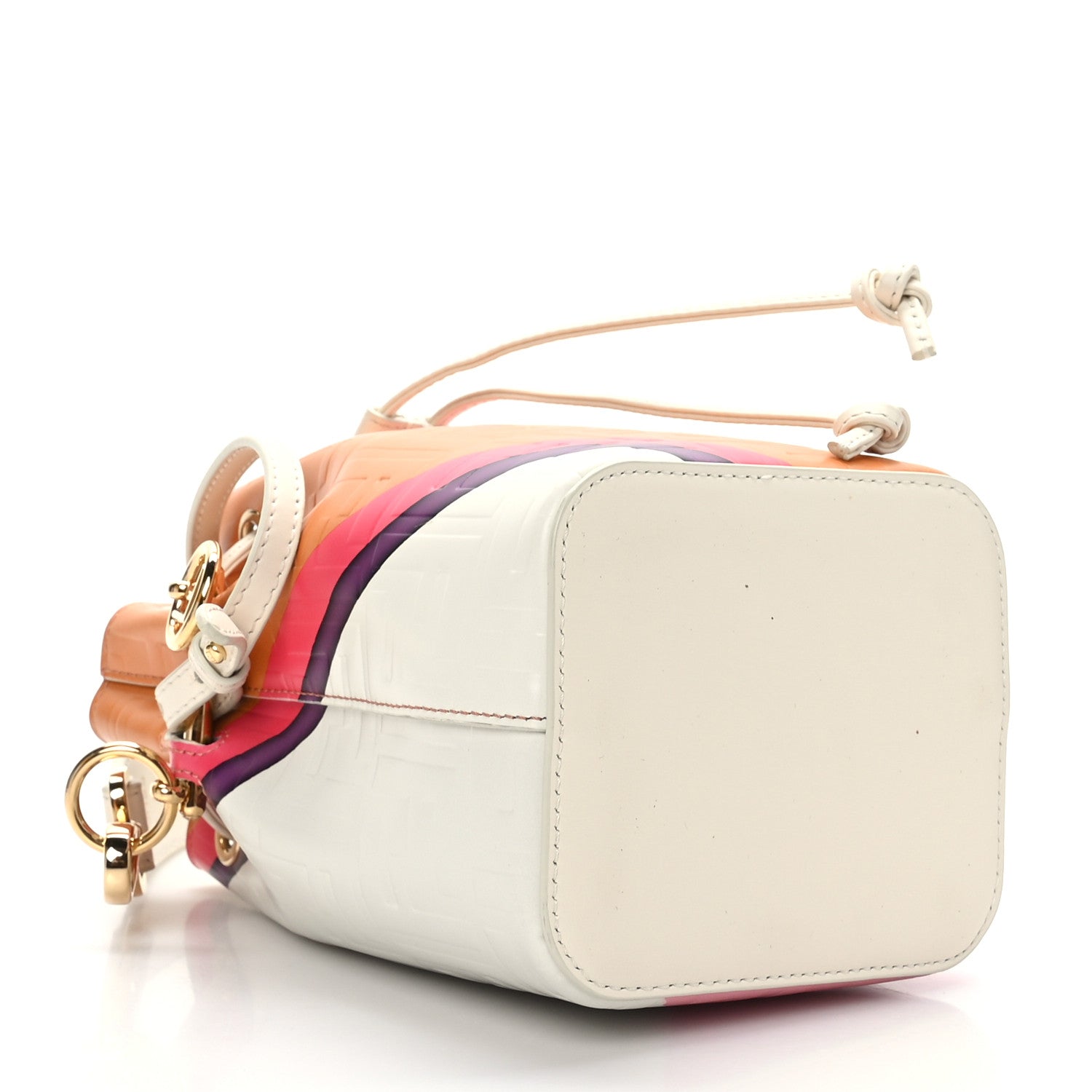 Fendi Vitello King F is Fendi FF Embossed Striped Mini Mon Tresor Bucket Bag Light Rose Multicolor White Ice 3 of 10