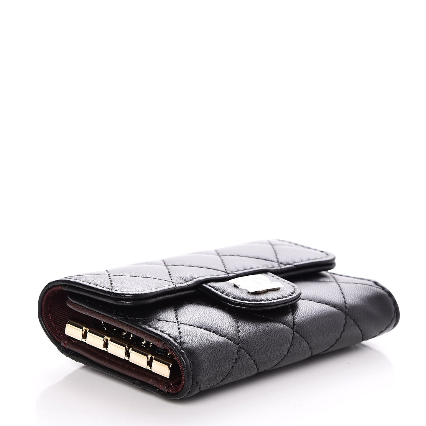 Lambskin Quilted 4 Key Holder Black