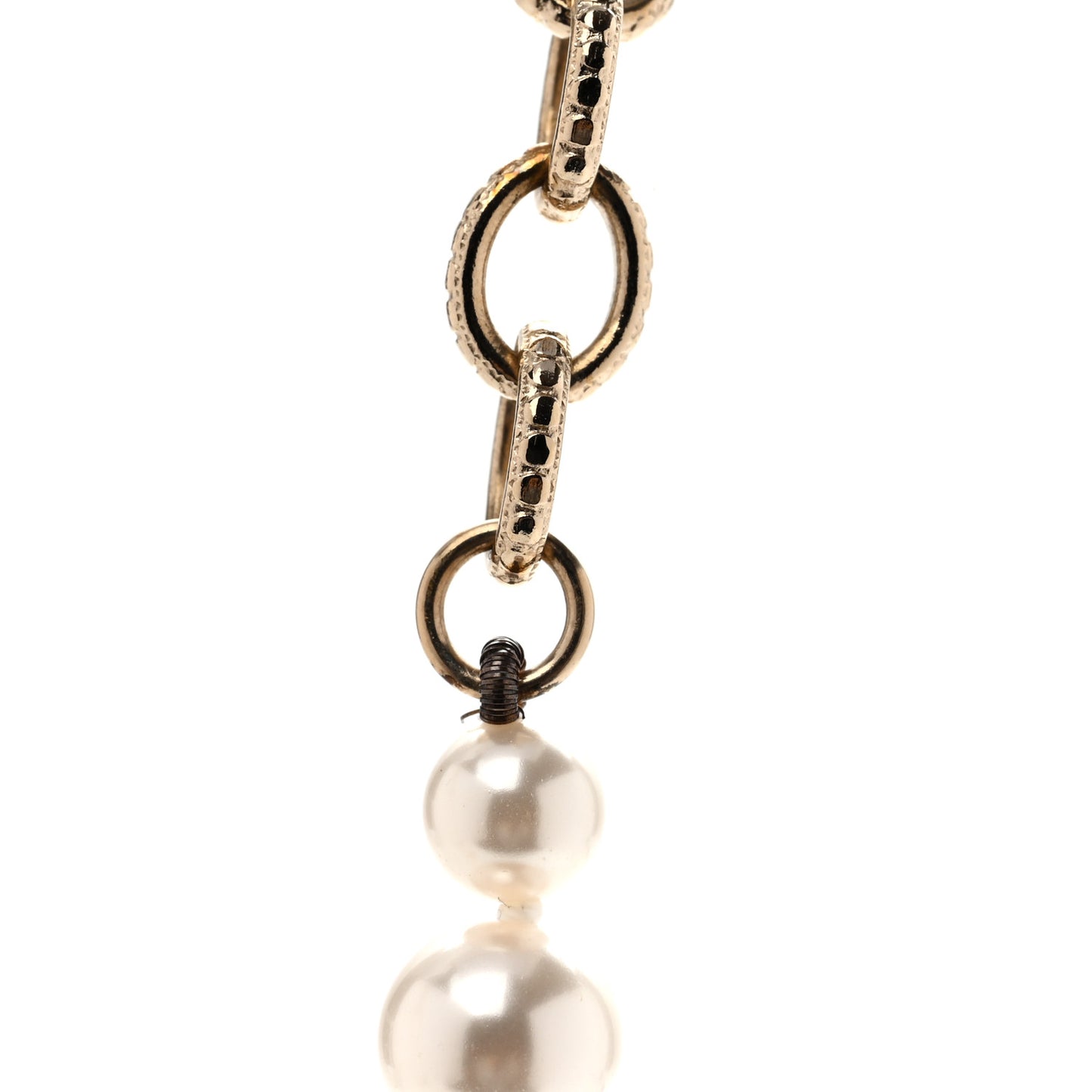 Pearl Crystal CC Short Necklace Gold Gold