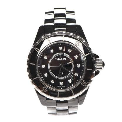Chanel Stainless Steel Ceramic Diamond 33mm J12 Quartz Watch Black 1 of 7